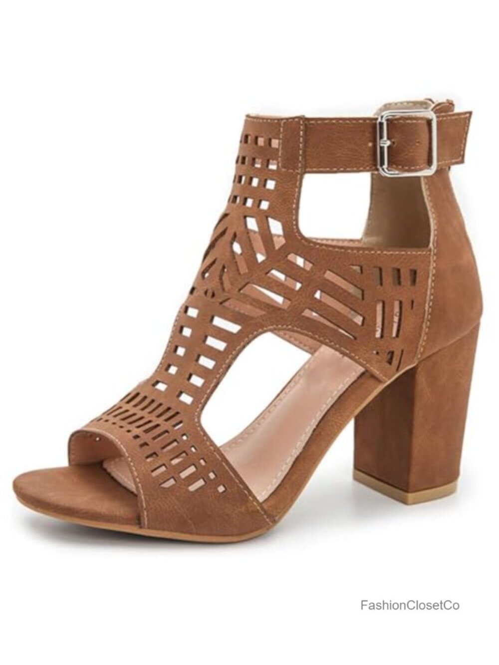 Heeled Sandals Women Open Toe Wedge Sandals Faux Suede Ankle Strap